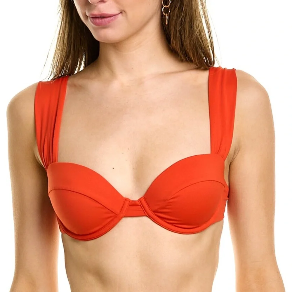 WeWoreWhat Claudia Bikini Top Poppy Red Swimwear Summer